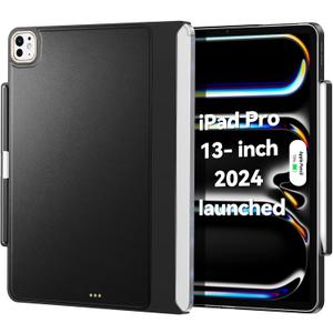 Magic-Keyboard Compatible Case for iPad Pro-13 inch M4 2024, Cover with Apple Pencil Holder for Smart MagicKeyboard Folio Slim Durability, with Durable Leather Surface, (Keyboard Not Included), Black Magic-Keyboard Compatible Case for iPad Pro-13 inch M4 2024, Cover with Apple Pencil Holder for Smart MagicKeyboard Folio Slim Durability, with Durable Leather Surface, (Keyboard Not Included), Black