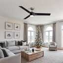 56 Inch Black Ceiling Fans with Lights, Reversible Quiet DC Motor, Modern Ceiling Fan with Light and Remote, Indoor/Outdoor Use