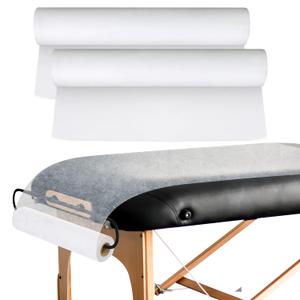 Disposable Massage Table Sheets - 120 Sheets [24" x 390 feet, 2 Roll] - 50% Thicker Perforated Massage Bed Cover, Non-Woven Disposable Roll for Massage Table for Waxing, Facial, Tattoo, & Spa