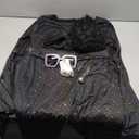 Jexine Halloween 70s Women Disco Outfit Costume Set Disco Party Top Pants Sunglasses Ball Necklace Earring Wig (Medium, Black)