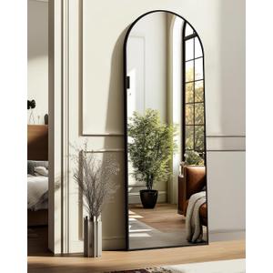 TRAHOME Arched Full Length Mirror, 56"x15" Standing Body Mirror for Wall, with Aluminum Alloy Frame for Bedroom, Living Room, Dressing Room(Black)