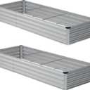 zunatu 10x2x1ft(2 Pack) Galvanized Raised Garden Bed,Outdoor Planter Boxes Metal Patio Kit Planting Bed for Vegetables Flowers,Silver