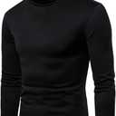 HUNGSON Men's Casual Slim Fit Basic Tops Knitted Thermal Turtleneck Pullover Sweater (X-Large, Black)