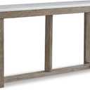 Signature Design by Ashley Loyaska Casual Sofa Table with Marble Top, Brown & White (Two Tone)