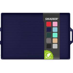SIKADEER Large Dog Bowl Mat - Waterproof, Nonslip Silicone Placemat - Dark Blue 13"x19"