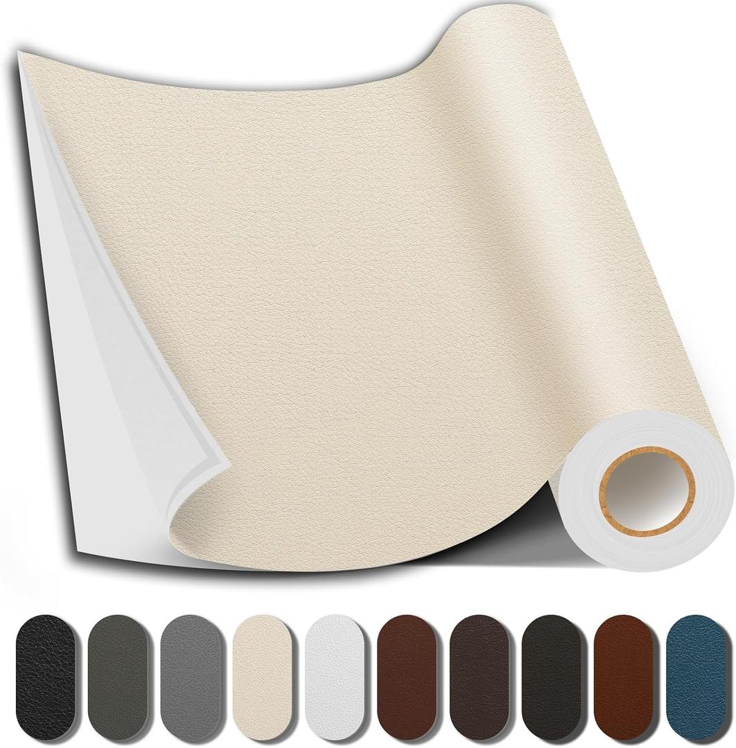 Shagoom Leather Repair Patch, 17X79 Inch Repair Patch Self Adhesive Waterproof, DIY Large Vinyl Patches for Couches, Furniture, Kitchen Cabinets, Wall Beige, 17X79 Inch