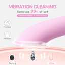 PRITECH Facial Cleansing Brush, Rechargeable Silicone Face Scrubber with Heat Massage End, Vibrating Exfoliator Scrubber for Deep Cleaning, Waterproof Face Brush for Women and Men (Pink)