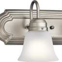 Kichler 30" 4-Light Vanity Bath Light in Brushed Nickel, Modern Bathroom Light with Clear Satin Etched Glass, (30" W x 8" H), 5338NIS