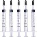 3ml Plastic Syringe Without Needle for Liquid - Measuring Syringes with Caps , Separate Sterile Packaging , Pet Medicine Small Syringe for Cats and Dog - 3 ml 5Pack