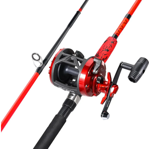 Sougayilang Conventional Reel and Fiberglass Fishing Rod Combo, Medium Heavy for Catfish Angling