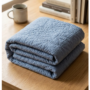 Large Quilted Throw Blanket - Cotton Filled Spread, Ultra Soft, Cozy Bedding for Living Room Couch, Sofa, Bed