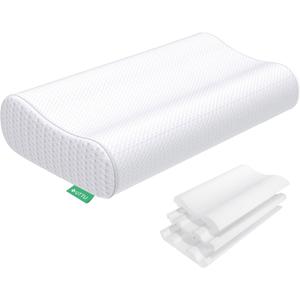 UTTU Cervical Pillow for Neck Pain Relief, Memory Foam Neck Pillow for Sleeping, Adjustable Orthopedic Sandwich Pillow, Contour Cooling for Side Back Stomach Sleeper, Queen, White (23.6"14"5.2"/4.5")