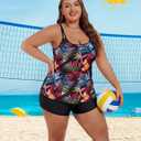Tanst Sky Women's Plus Size Tankini Swimsuits Built in Bra Bathing Suits 2 Piece Set Swim Tops with Shorts