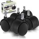 Slipstick CB682 2 Inch Replacement Office Chair Wheels (Set of 5 Casters) Universal Standard Size Stem 7/16 Inch x 7/8 Inch - Black Plastic