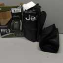 Plasticolor 008631R01 Deluxe Seat Cover Compatible with Jeep Embrodired Logo High Contrast Stitching Premium 3 Piece Sideless Car Truck or SUV Seatcover with Cargo Pocket, Black