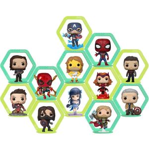 12 Sets Display Shelves for Funko Pop Display or Other Pop Figures, Wall Mounted Glow at Night (12 sets ( 6 yellow + 6 blue ))