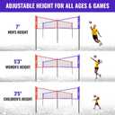 SPOYNAL 14FT 4 Way Volleyball Net Set, 4 Square Volleyball Game Set with Adjustable Height 7/5.3/3.5 FT, Outdoor Games for Backyard, Beach, Park with Volleyball & Carry Bag