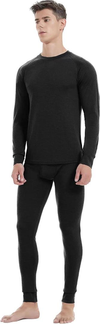 Iguana Mens 100% Merino Wool Base Layer Sets for Ski Lightweight Thermal Underwear, Size M