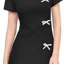 XXTAXN Women's Summer Boat Neck Short Sleeve Elegant Y2k A Line Mini Dress Size L