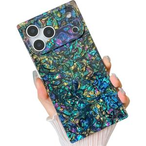 KERZZIL Elegent Pearl Abalone Pattern Compatible with iPhone Case, Slim Soft Rectangle Edge TPU Silicone Protective Bumper Cases Cover(Black Pearl,17 Pro Max)