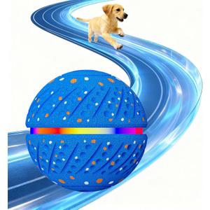 Interactive Dog Toys Ball - Smart Moving Bouncing Dog Ball with RGB Lights, E-TPU Material, 3 Play Modes Automatic Rolling Dogs Toy for Small Medium Dogs Keep Them Busy(Blue)