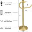 BESy 17 Inch Brushed Gold Stand Towel Bar Hanger Hand Towel Bar Bathroom Vanity Countertop Towel Holder Free Standing Stainless Steel Towel Ring Hardware Accessories Towel Rack