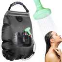 Unniweei Solar Portable Shower Bag, 5 Gal/20L Solar Heating Camping Shower Bag with Removable Hose&On-Off Switchable Shower Head, Compact Camping Shower for Camping, Hiking, Traveling, Beach Swimming, Black