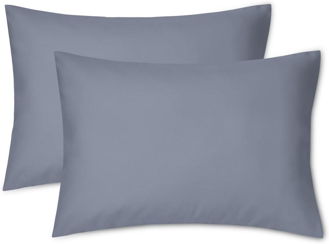 EXQ Home Toddler Pillowcases Zippered 13x18 Travel Pillow Case Set of 2, Small Pillow Case Fits Baby Pillow Sized 12x16, 13x18, Kids Pillowcases 2 Pack Machine Washable (Blue Grey)
