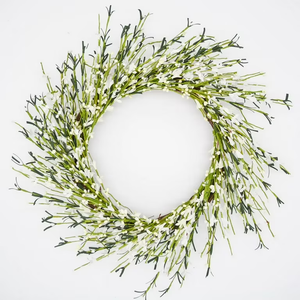  Cream White Buttercup Door Wreaths, Spring and Summer Outdoor Wreath for Front Door, All Seasons Artificial Green Wreath for Farmhouse Wedding Porch Wall All Seasons Indoor Decorations