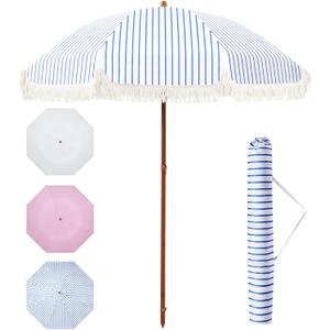 Aoxun Patio Umbrella Outdoor UV 50+ Protection Umbrella with Fringe