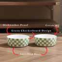 6.4 inch Ceramic Hand Painted Basic Dog Bowl Set of 2 with Anti-Skid Rubber Base, Food and Water Bowls for Small Pets Green