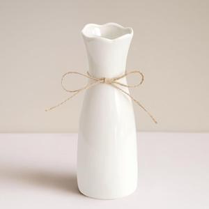 Small Vase White Ceramic Jute Rope Simple Vases for Home Decor Minimalist Modern Flower Vase Elegant Decorative Glossy Vase for Pampas Grass, Office, Living Room, Mantel and Bedroom Dcor (Medium)