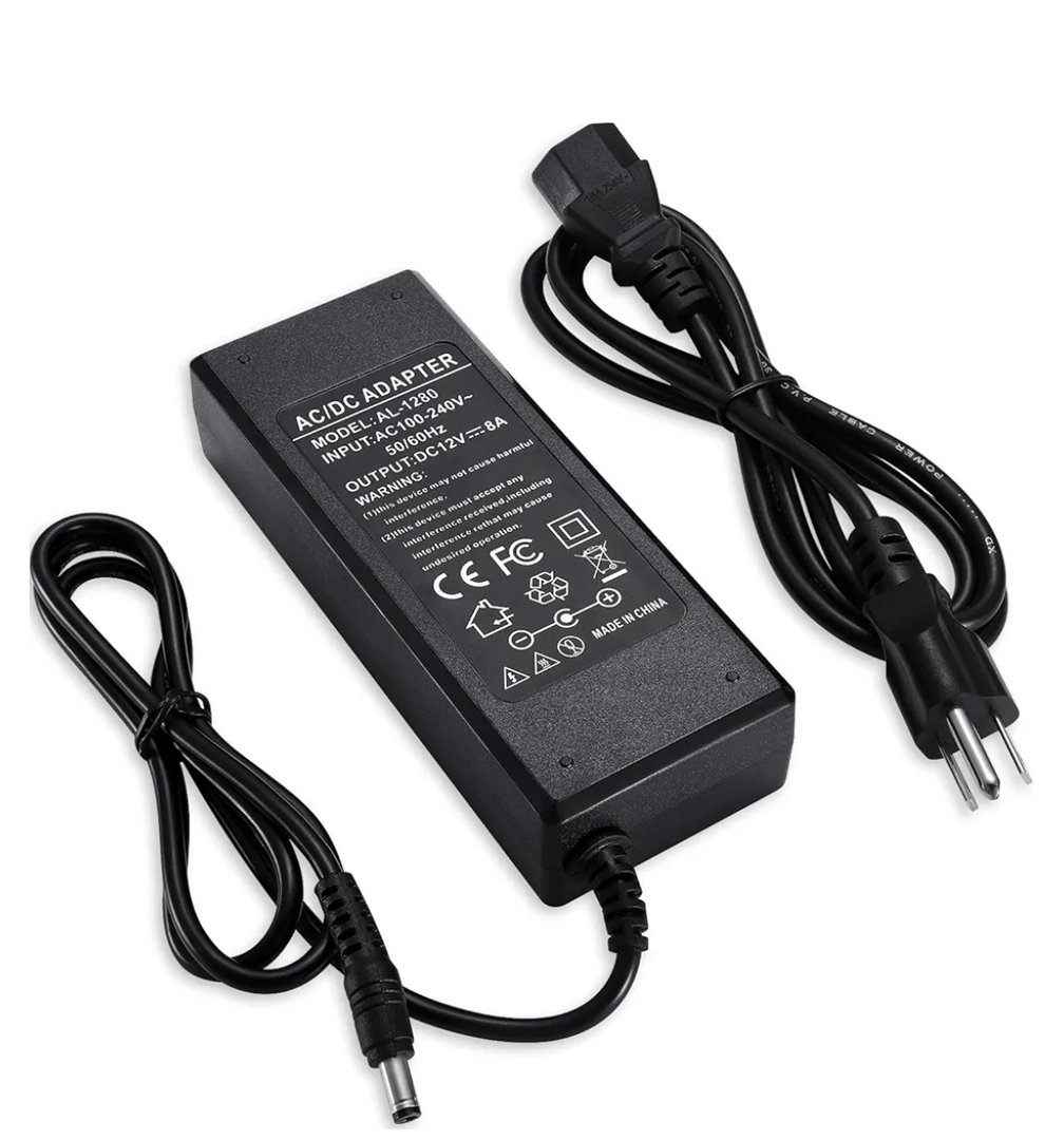 TOBWOLF 3 Prong DC 12V 8A Power Supply Adapter, 96W AC 100V-240V to DC 12V 8A Transformer, 12V-8A Switching Adapter AC/DC Converter, AC/DC Transformer for LED Strip Lights, CCTV Camera, 3D Scanner