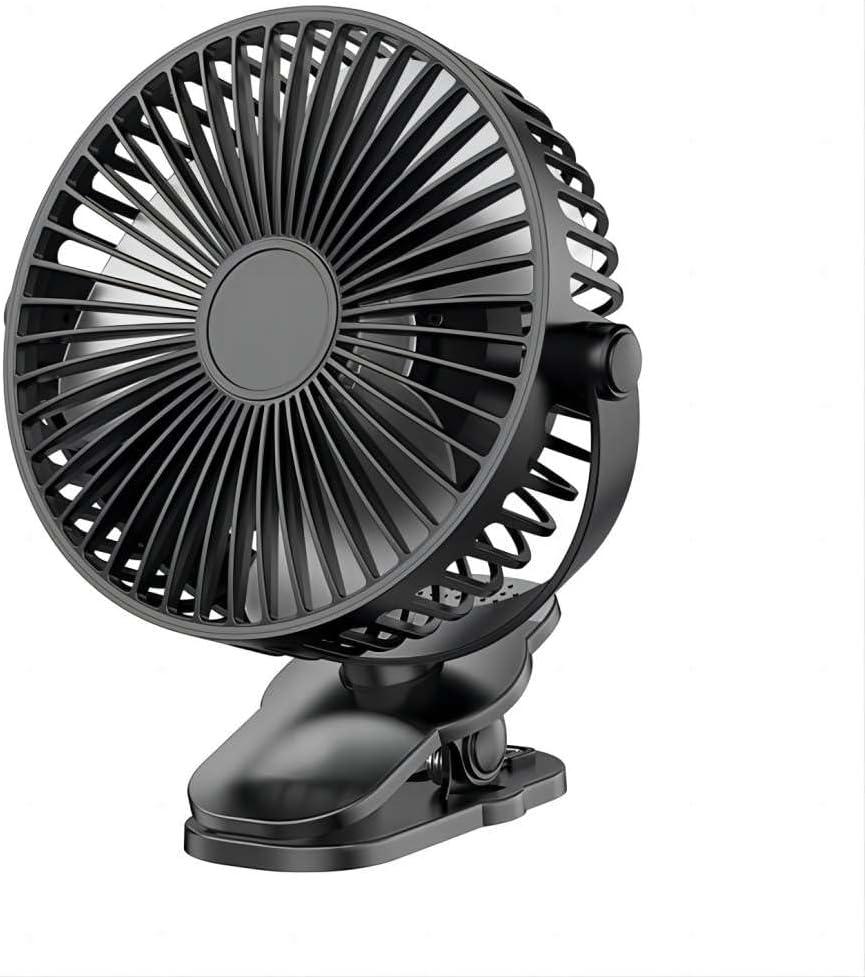 Compact Clip on Fan Battery Operated, 5000mAh 6 Inches Portable Personal Fan for Outdoors, Baby Stroller,Car Seat,Gym - Black