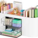Marbrasse Desk Organizer Pen Holder for Desk with 3 Drawers, Multi-Functional Pencil Holder, Desk Organizers and Accessories with 7 Compartments for Home, School, Classroom(White)