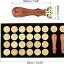 PATIKIL Alphabet Wax Seal Stamp Kit, 26 Letters A-Z Sealing Wax Stamp with 2pcs Wooden Handles, Gift Box Letter Initial Brass Head Vintage