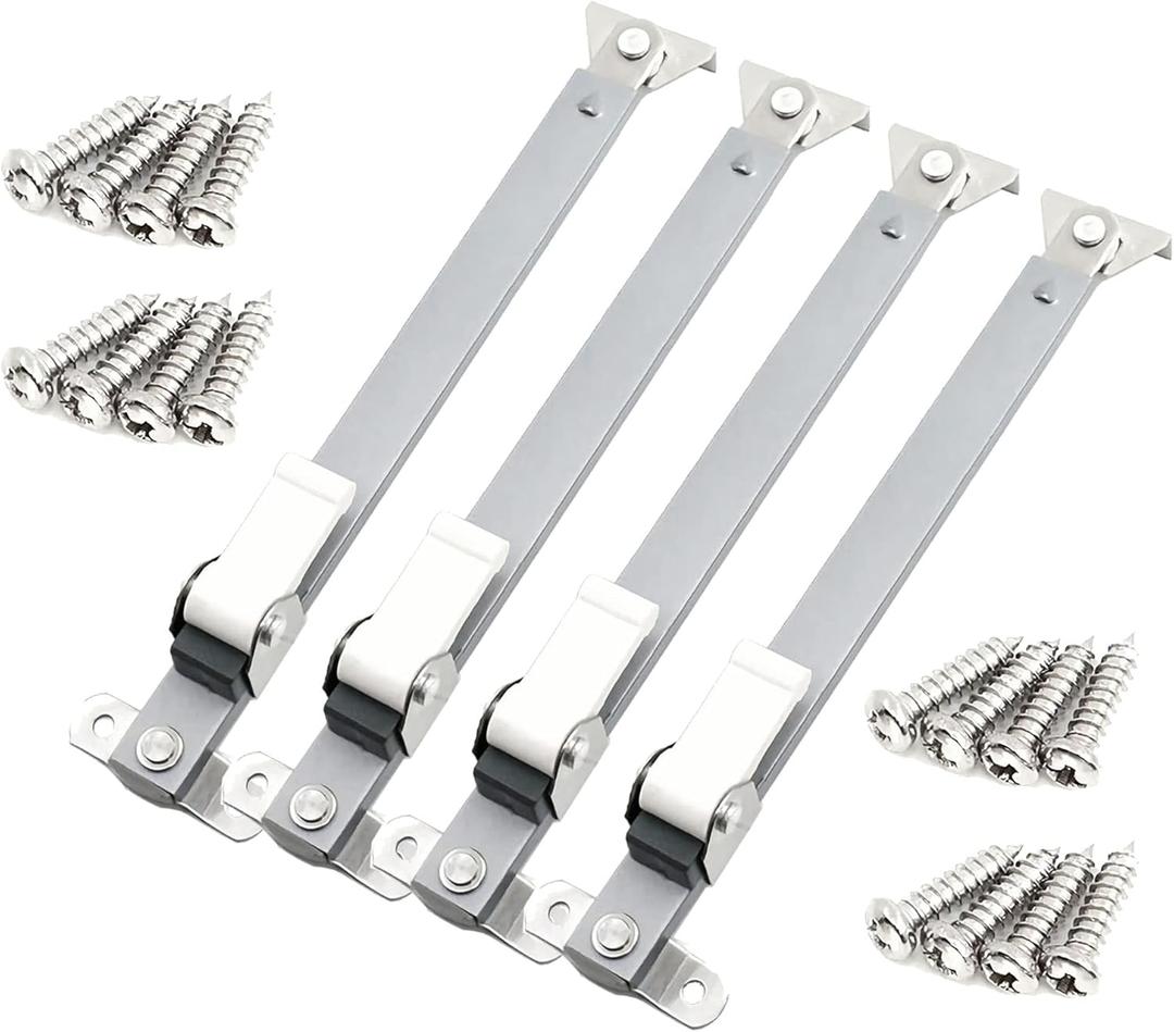 Casement Window Hinges, Stays, Stopper, Brace, Lock - Windproof Support, Sprayed Silver Style, Flat Fixed Base, 03 Model, 2 Pair