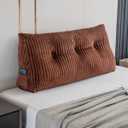 Large Triangular Headboard Wedge Bed Rest Reading Pillow Backrest Positioning Support Bolster Cushion with Removable Cover (Brown, Twin: 39x8x20 Inches)