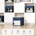 DIMJ Storage Cubes, Cube Storage Bin, 8 Pack Foldable Baskets with Window, Closet Storage Bins with Handle, 11x 11 inch Storage Cubes for Clothes, Toys, Books (Navy Blue)