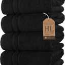 Hawmam Linen Black Hand Towels 4 Pack Turkish Cotton Premium Quality Soft and Absorbent Small Towels for Bathroom (16 in X 29 in Towel)