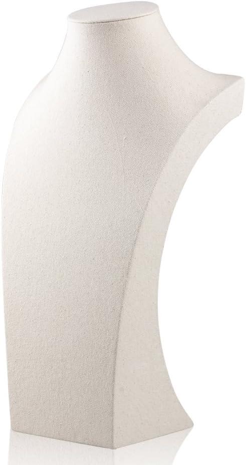 Oirlv Linen Necklace Display Bust 3D Necklace Organizer Jewelry Display Holder (H-15.28inches)