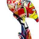 Graffiti Flamingo Statue Sculpture Animal Art Figurine Home Decor Decoration for Living Room Bedroom Book Shelf TV Bar Cabinet Desk Table Top Centerpiece Ornaments (Multi - B)