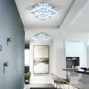 FRIXCHUR Crystal Ceiling Light Square Chandelier Modern LED Flush Mount 2 Layers Ceiling Lamp Lighting Fixture for Dining Room Living Room Bedrooms Kitchen Hallway Foyer (Cool White)