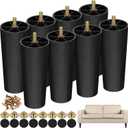 TURSTIN 8 Pack 6 Inch Plastic Furniture Legs with M8 T-Nuts Screws Tapered Sofa Couch and Chair Legs Replacement Furniture Legs for DIY Projects Sofas Coffee Tables Dressers Beds