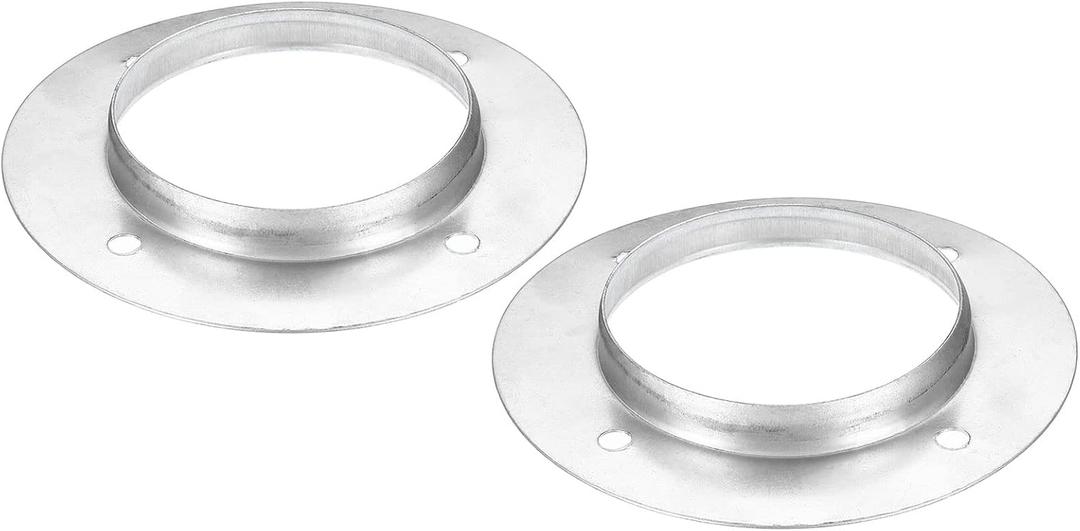 PATIKIL 4" Duct Connector Flange, 2 Pack Metal Straight Pipe Exhaust Flange Duct Mounting Plate for Heating Cooling Ventilation HVAC System