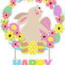 Happy Easter Spring Flowers Decor Sign for Home Room Wooden Wreaths Decorations, Funny Spring Rabbit Bunny Egg Decorations for Home Room, Easter Gifts for Women Men Rabbit Lover