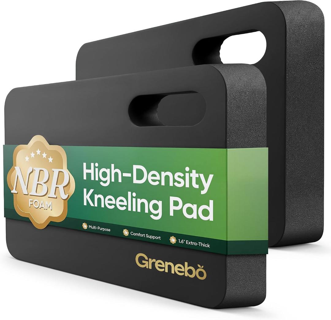 Grenebo High-Density NBR Foam Garden Kneeling Pad, 1.6" Extra Thick Gardening Pads for Kneeling, Ultra Soft Kneeling Pads for Gardening, Work, Exercise, Yoga, 17.3111.6 in (2, Black)