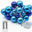 33ct Christmas Ball Ornaments with Lights, Christmas Decorations 8.2 Ft 100 LEDs Globe Ball Lights Outdoor Indoor for Tree urn Filler Flower Nursery Party Garden Yard Gazebo Decor Blue