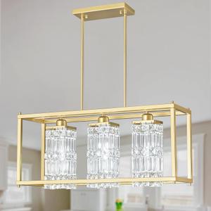 Modern Crystal Chandeliers Dining Room Chandelier 27.56in Gold Pendant Light fixtures for Dining Room Kitchen Island Living Room (70C)