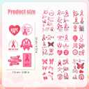 74 Pieces of Pink Ribbon Tattoos, Breast Problem Awareness Temporary Tattoos Breast Awareness Stickers Decorations Supplies for Women Foundation Events (Pattern A)